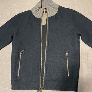 FRAUENSCHUH Men’s Johny Jacket. Midnight Blue with grey trim collar and cuffs.